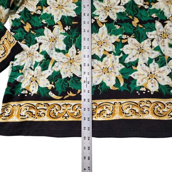 Collections Etc Christmas Holiday White Poinsettia Top Womens Large Sequin Shine - Picture 9 of 12